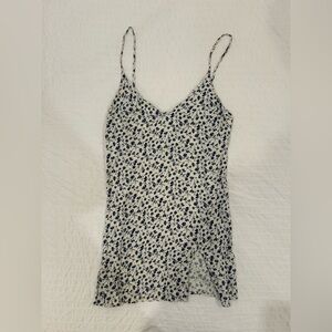 Floral Spaghetti Strap Cami Dress - White/Navy